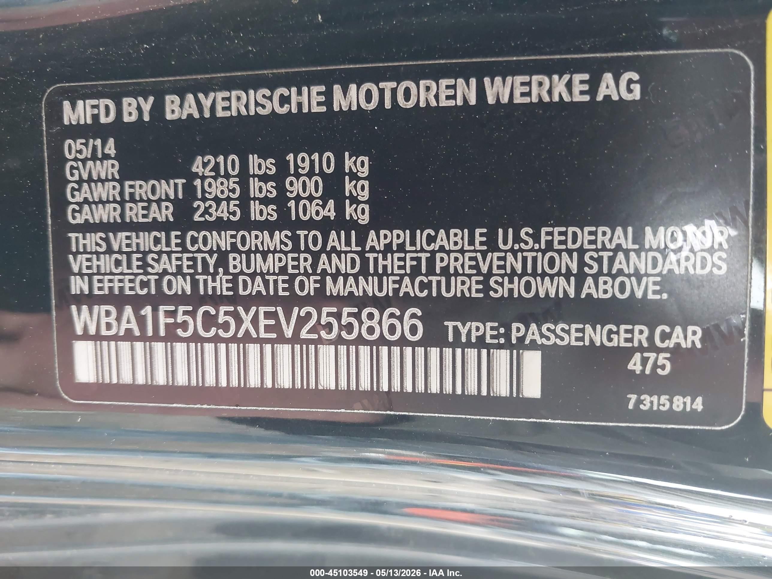 2014 Bmw 228i   Black vin: WBA1F5C5XEV255866