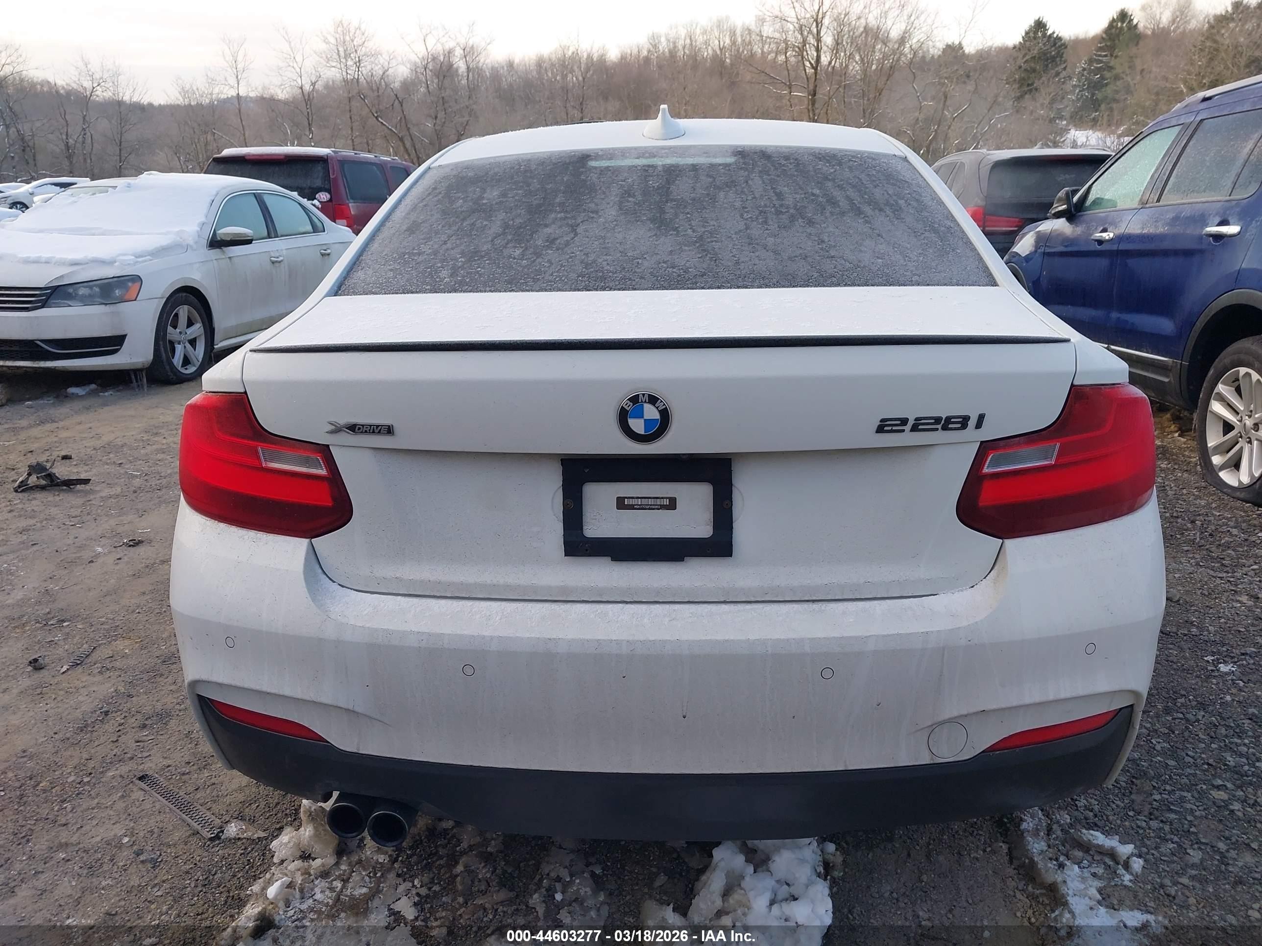 2015 Bmw 228i Xdrive White vin: WBA1F7C52FVX95953
