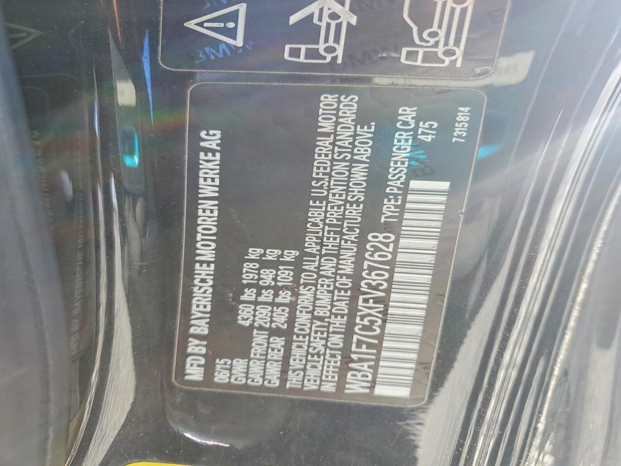 2015 Bmw 228 Xi Black vin: WBA1F7C5XFV367628