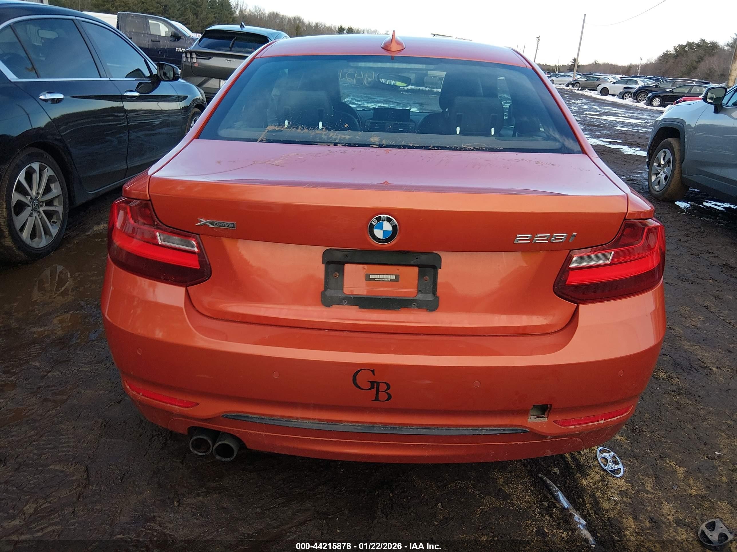 2015 Bmw 228i Xdrive Orange vin: WBA1F7C5XFVX95716