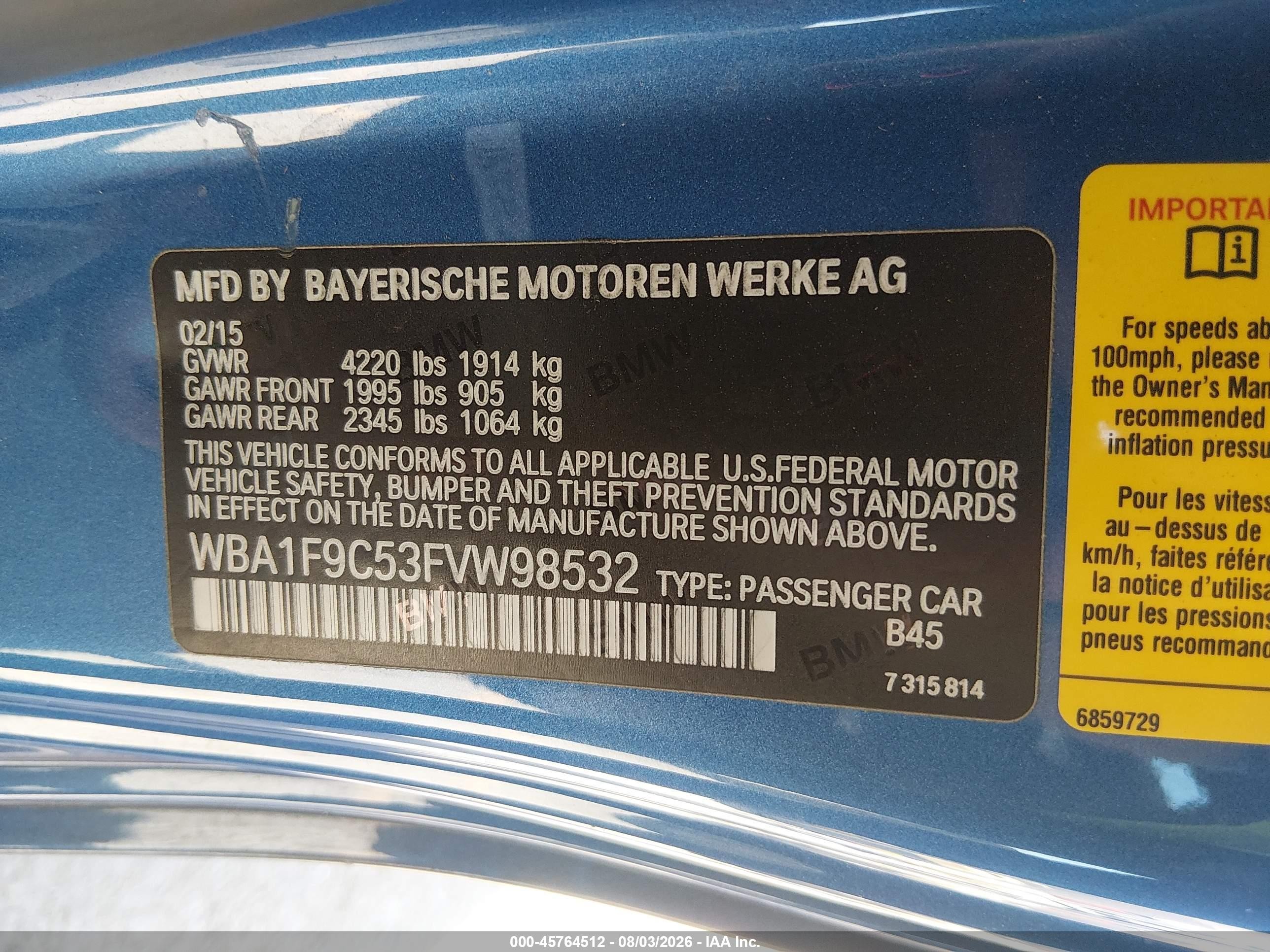 2015 Bmw 228i Синий vin: WBA1F9C53FVW98532