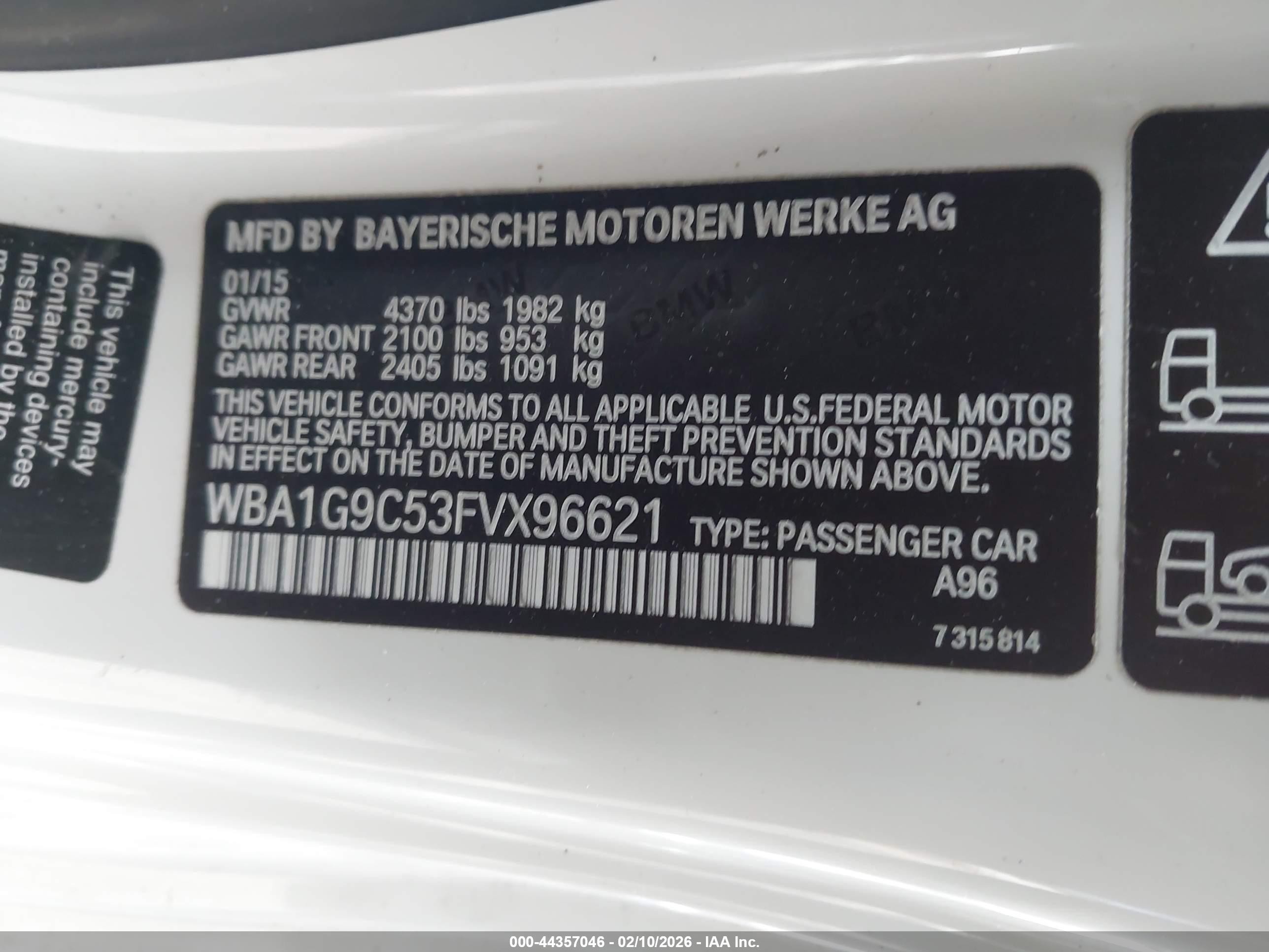 2015 Bmw 228i   White vin: WBA1G9C53FVX96621