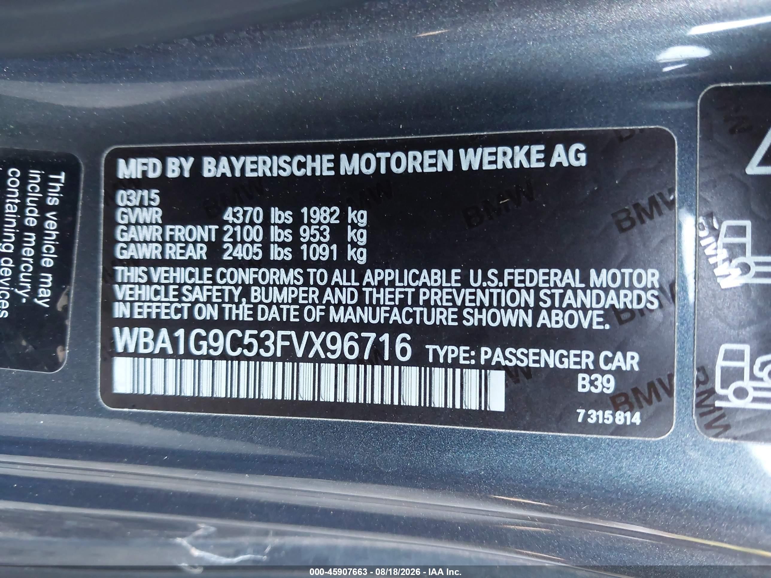 2015 Bmw 228i   Gray vin: WBA1G9C53FVX96716