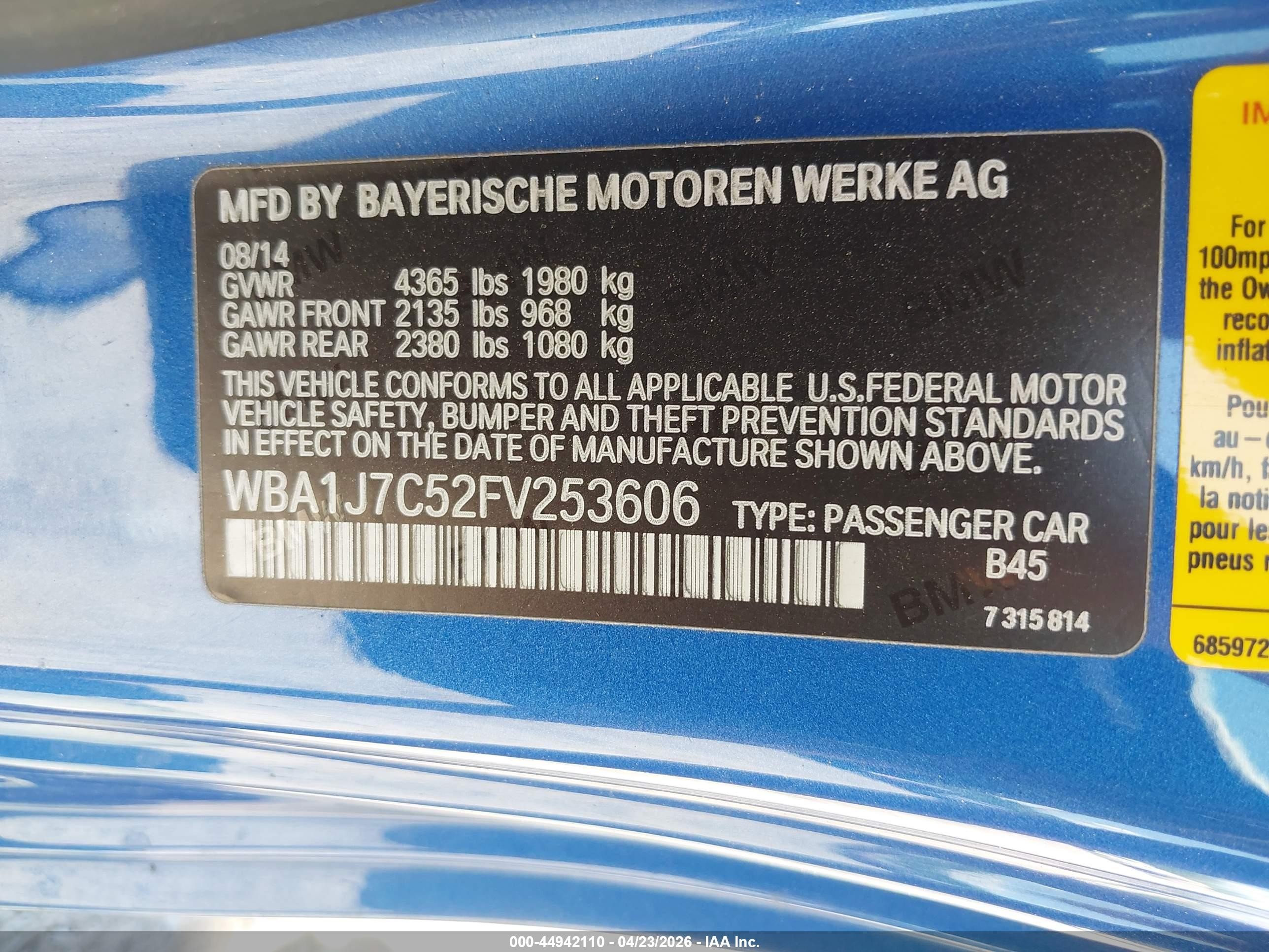 2015 Bmw M235   Blue vin: WBA1J7C52FV253606