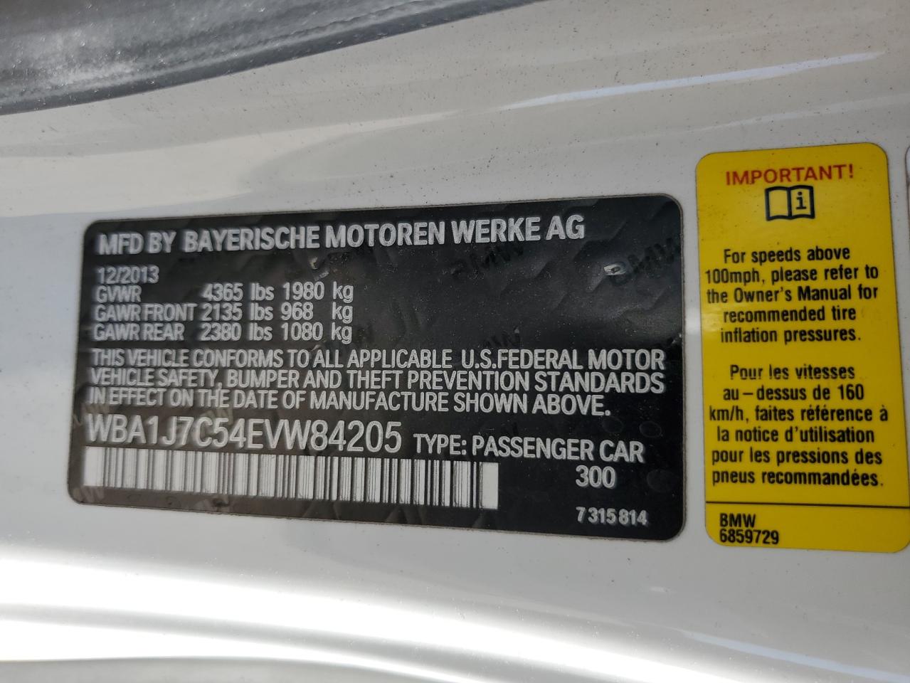 2014 Bmw M235i Белый vin: WBA1J7C54EVW84205