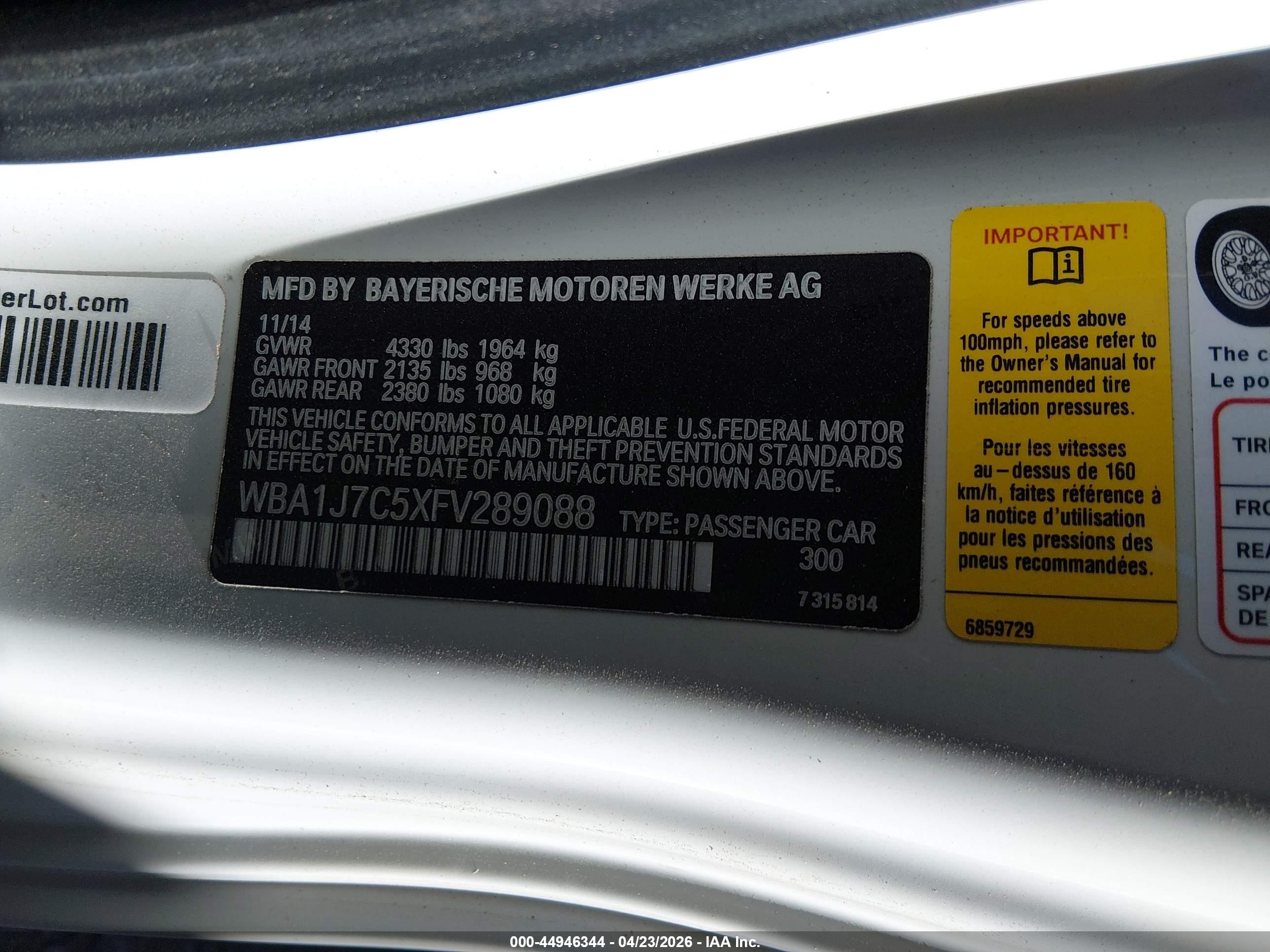 2015 Bmw M235   White vin: WBA1J7C5XFV289088