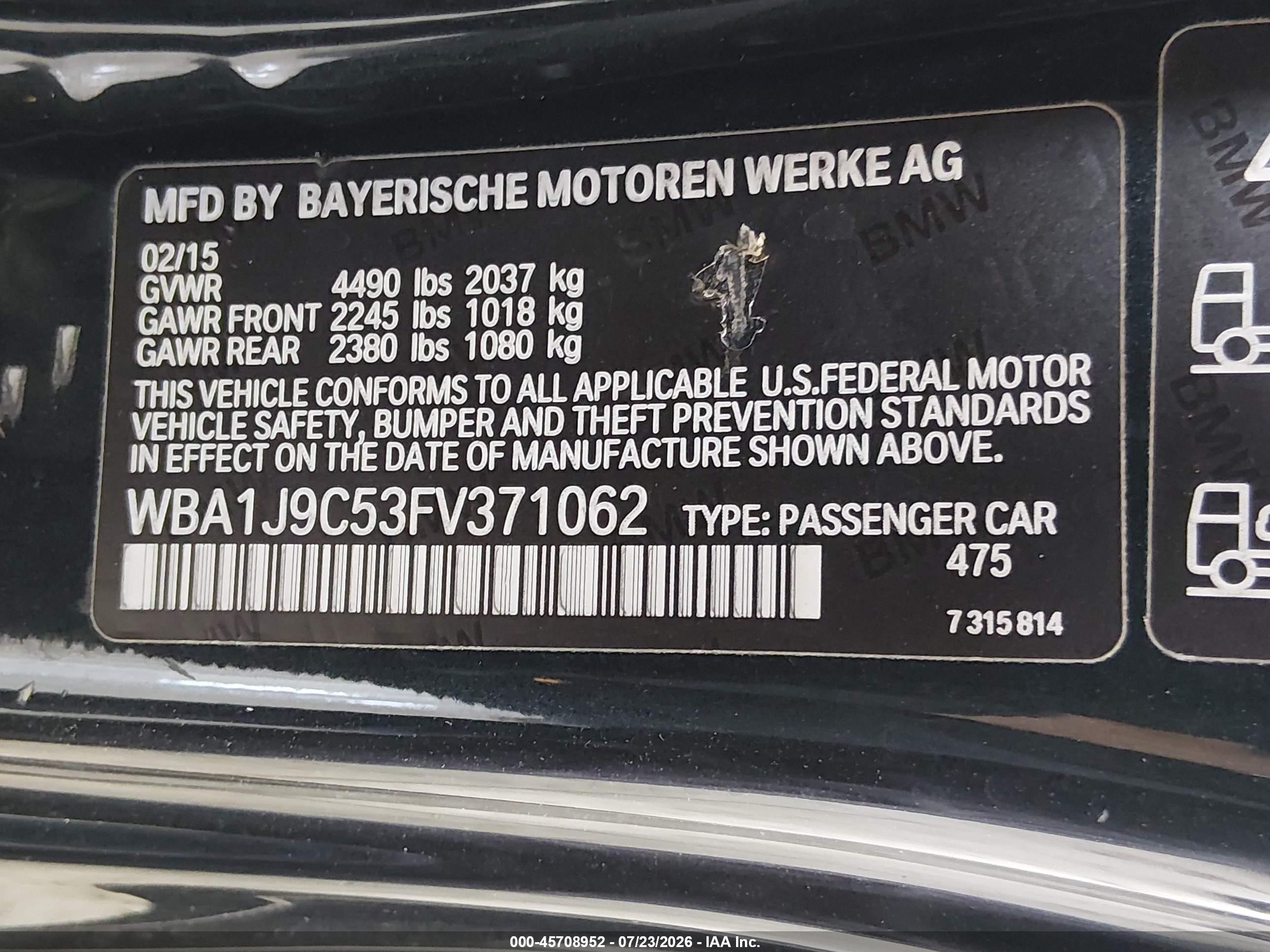 2015 Bmw M235 Xdrive Black vin: WBA1J9C53FV371062