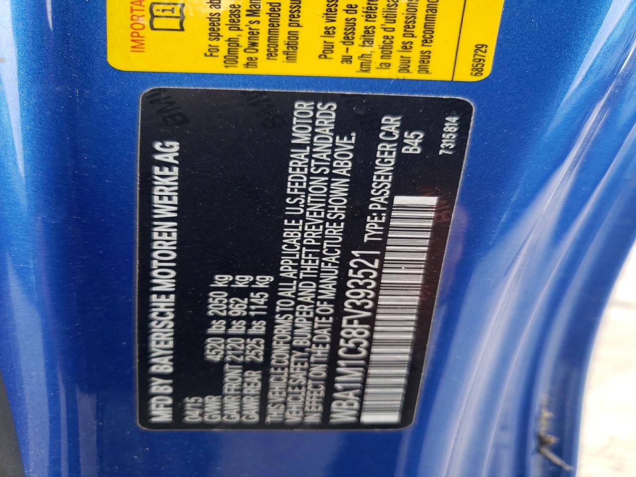 2015 Bmw M235i Blue vin: WBA1M1C58FV393521