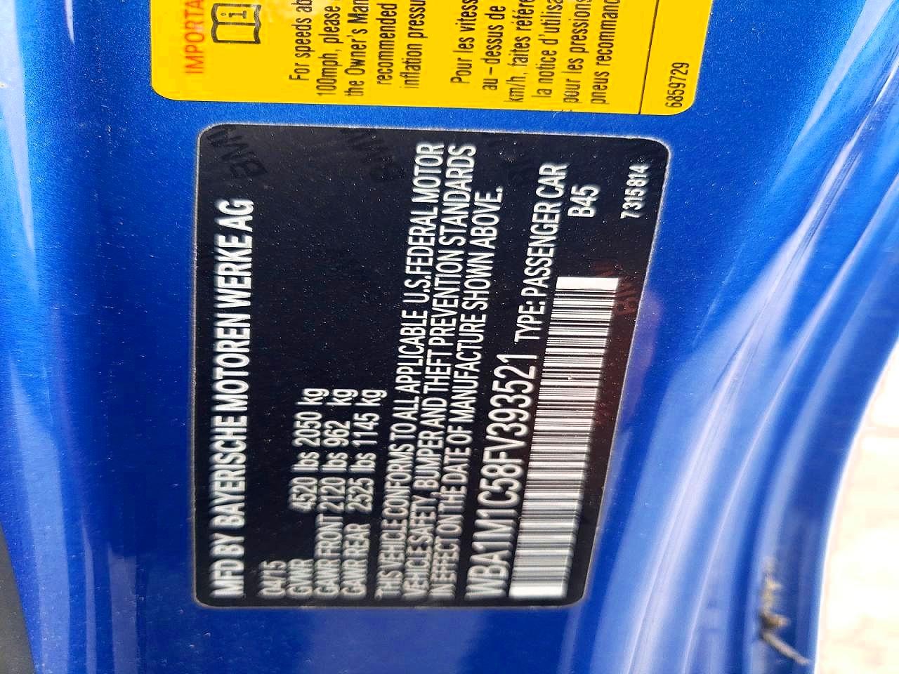 2015 Bmw M235i Blue vin: WBA1M1C58FV393521