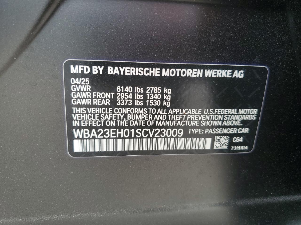 2025 Bmw 740 I Charcoal vin: WBA23EH01SCV23009