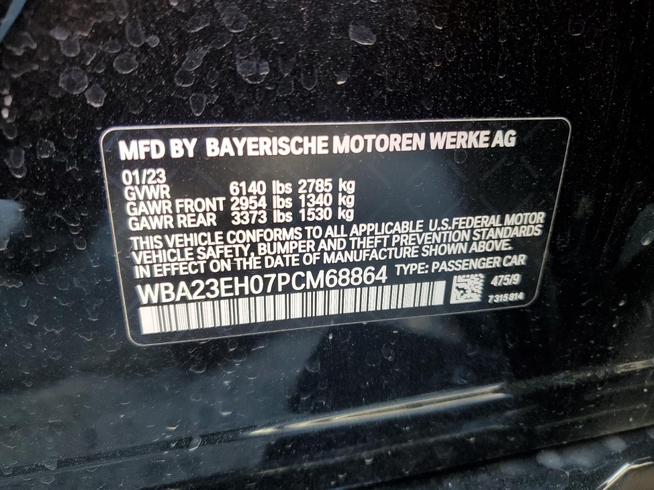 2023 Bmw 740 I Black vin: WBA23EH07PCM68864