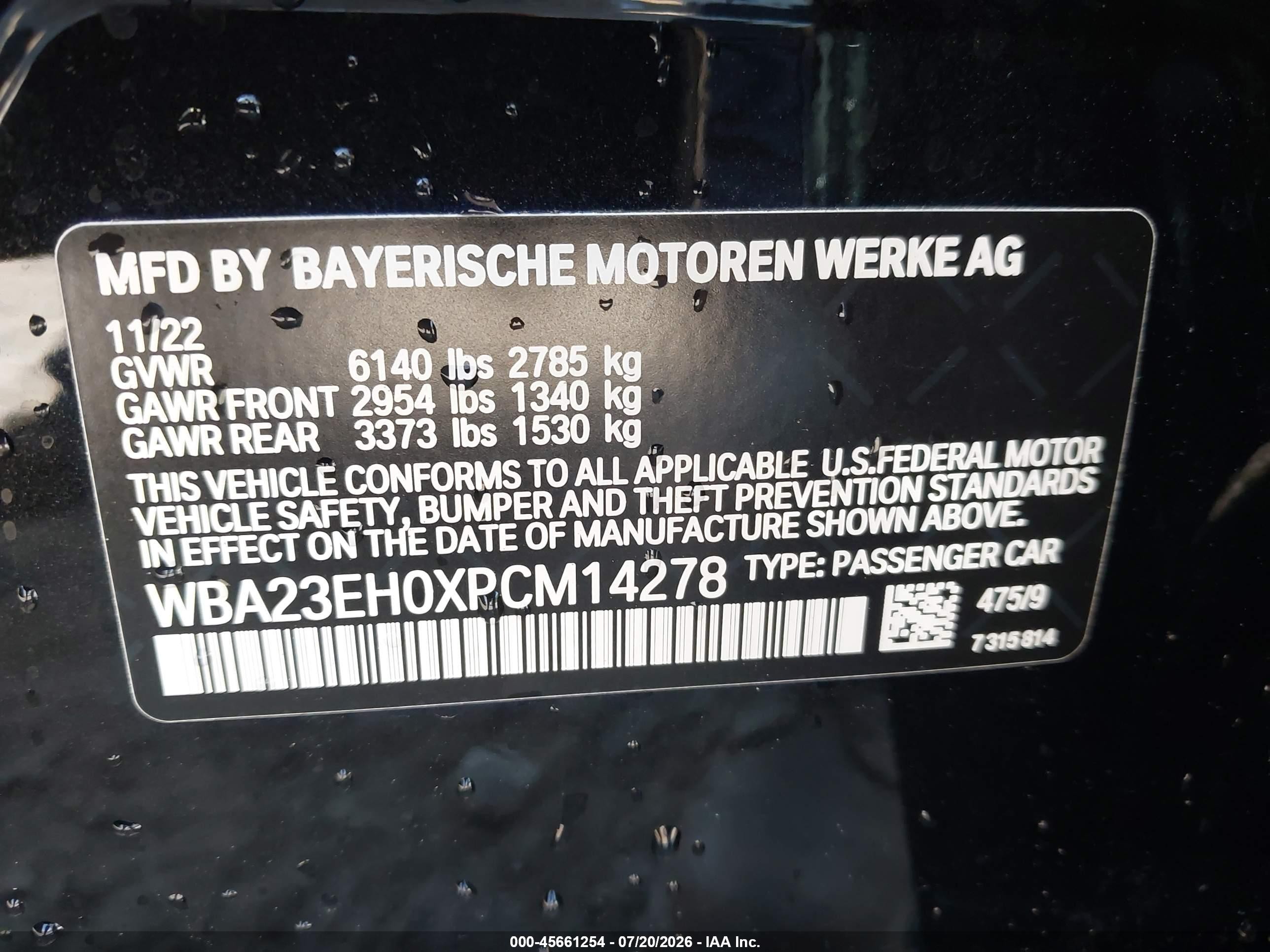 2023 Bmw 740 I Black vin: WBA23EH0XPCM14278