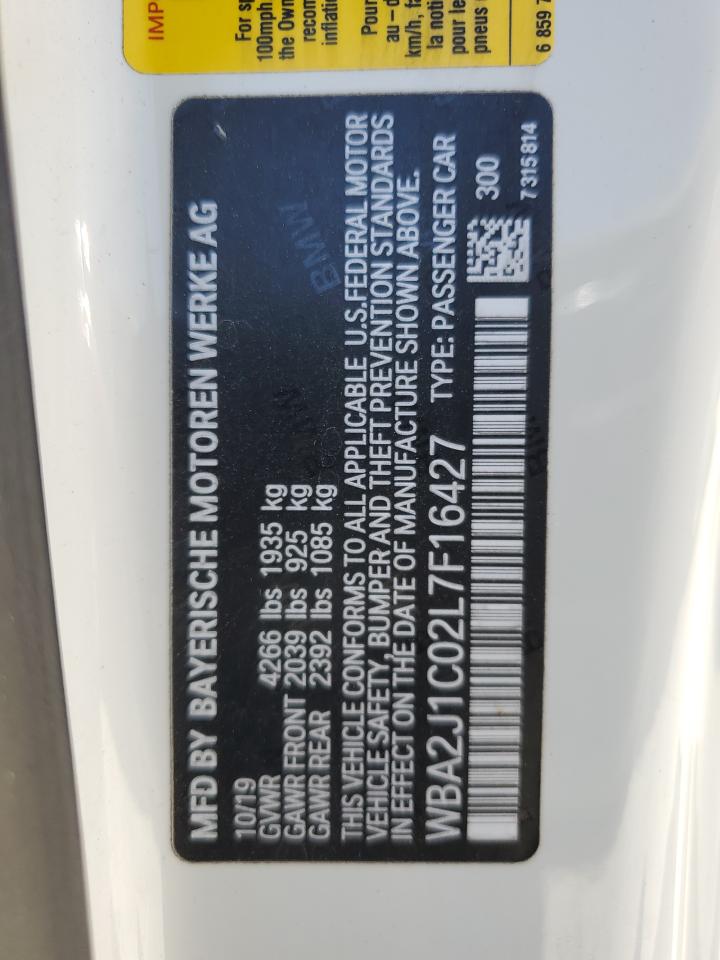 2020 Bmw 230i White vin: WBA2J1C02L7F16427