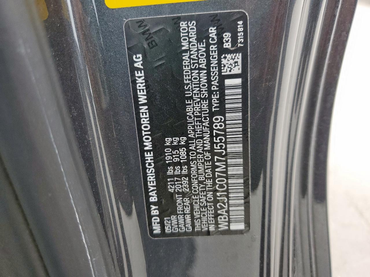 2021 Bmw 230i    Charcoal vin: WBA2J1C07M7J55789