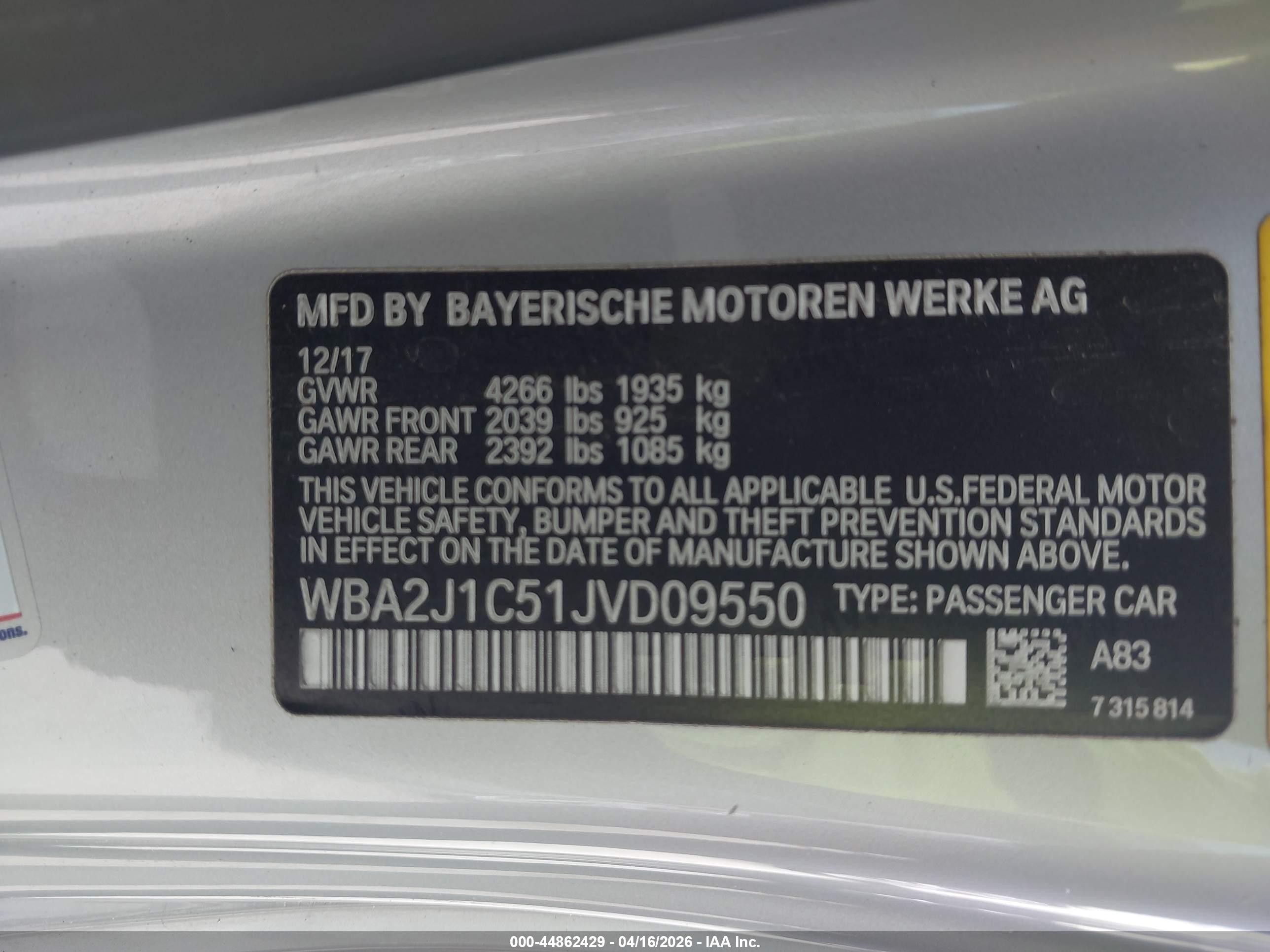 2018 Bmw 230i   Silver vin: WBA2J1C51JVD09550