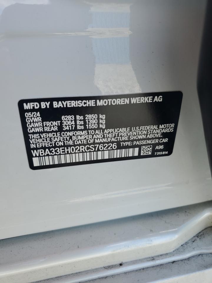 2024 Bmw 740 Xi White vin: WBA33EH02RCS76226