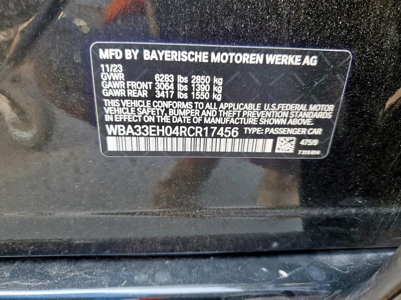 2024 Bmw 740 Xi Black vin: WBA33EH04RCR17456