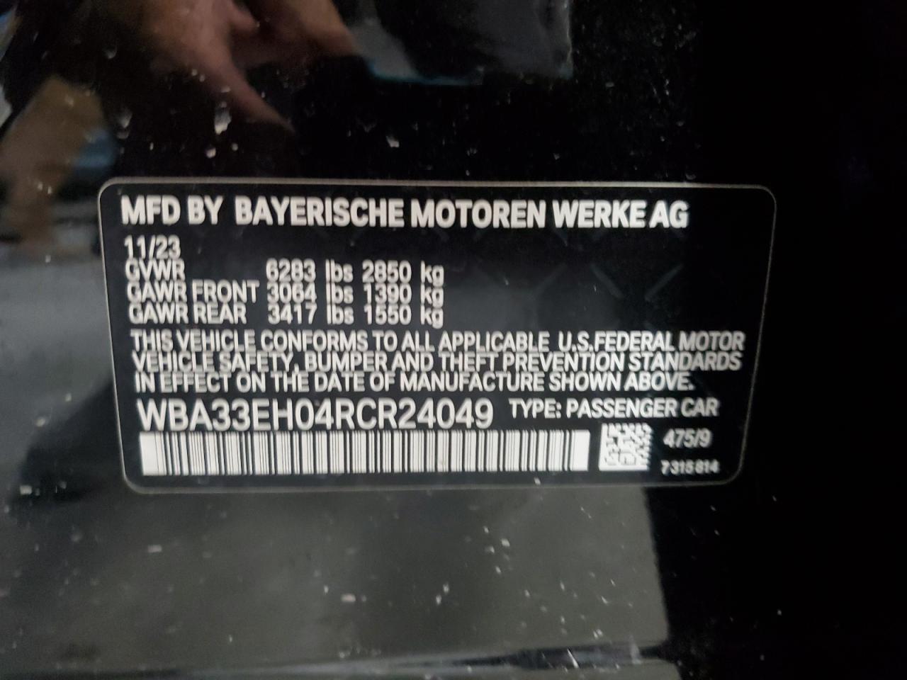 2024 Bmw 740 Xi Black vin: WBA33EH04RCR24049