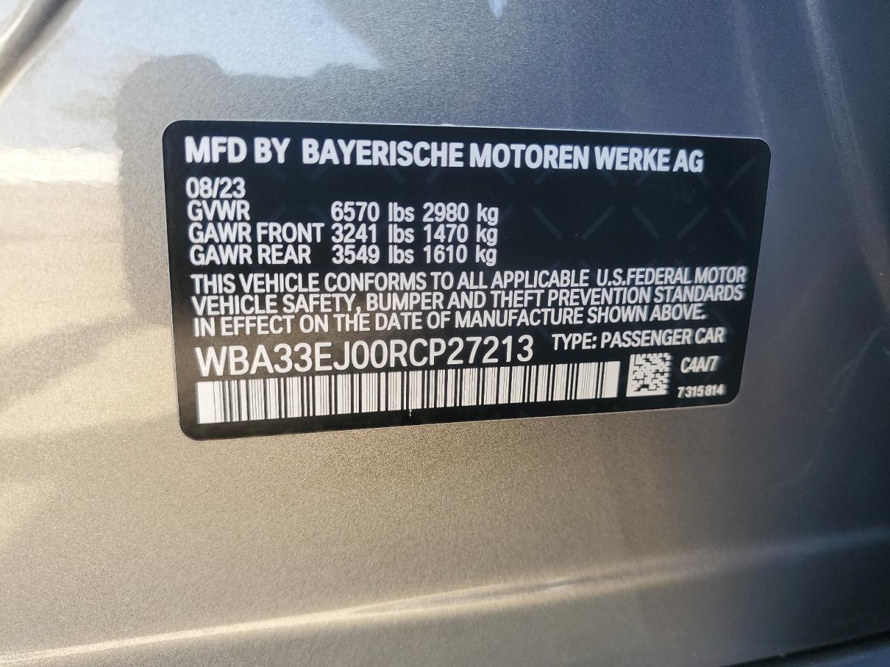 2024 Bmw 760 Xi Gray vin: WBA33EJ00RCP27213