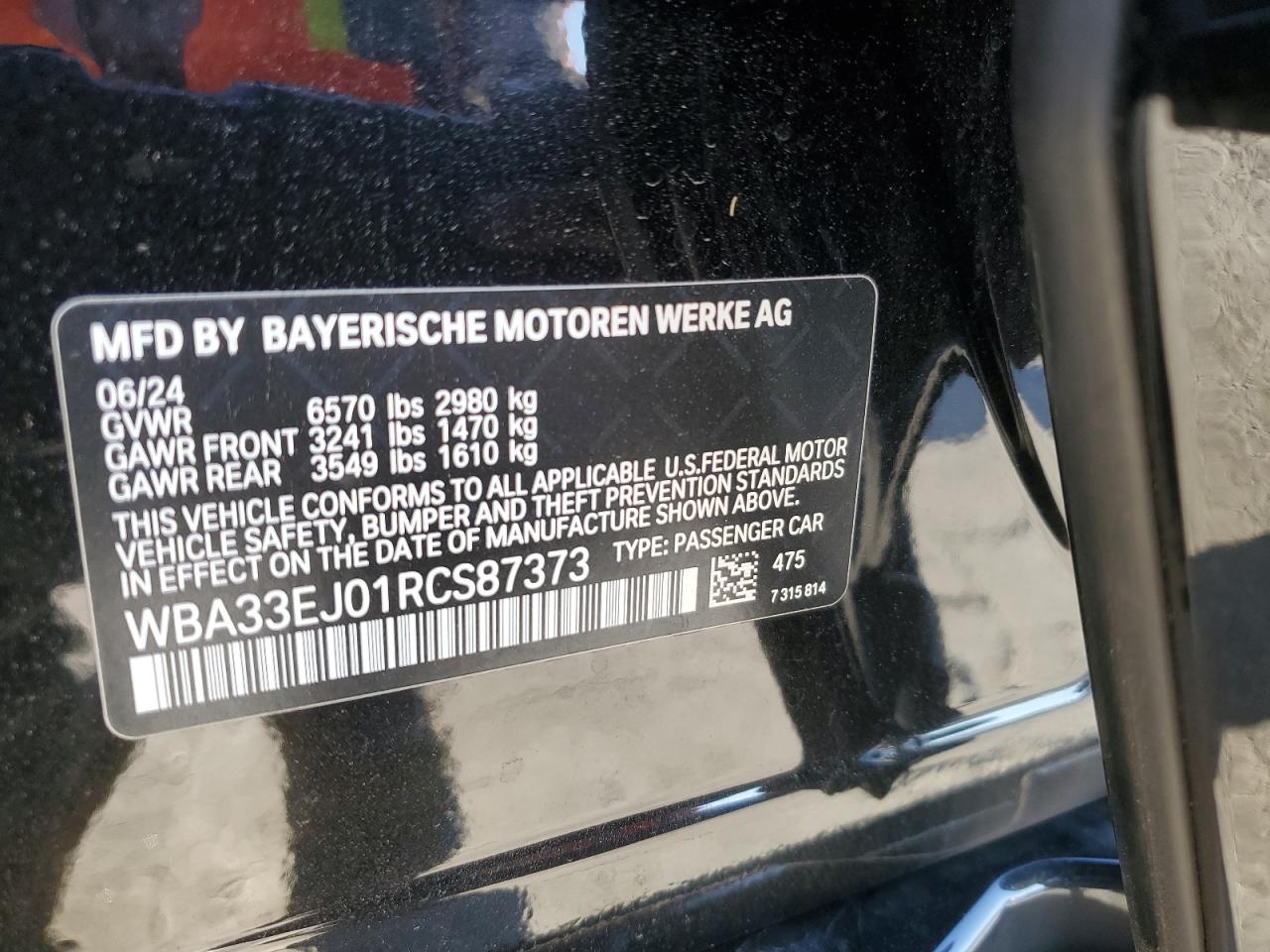 2024 Bmw 760 Xi   Black vin: WBA33EJ01RCS87373