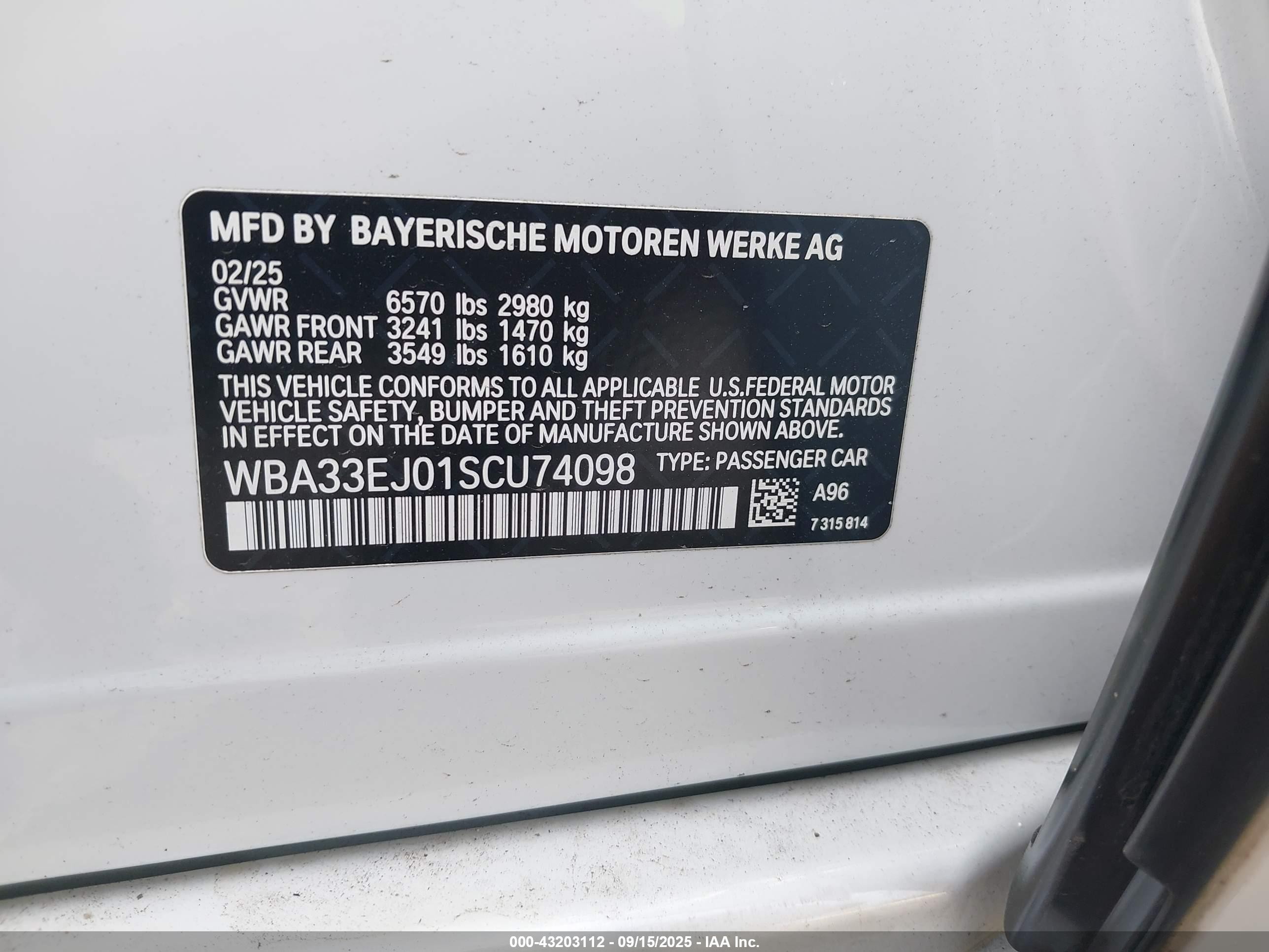 2025 Bmw 760 I Xdrive White vin: WBA33EJ01SCU74098