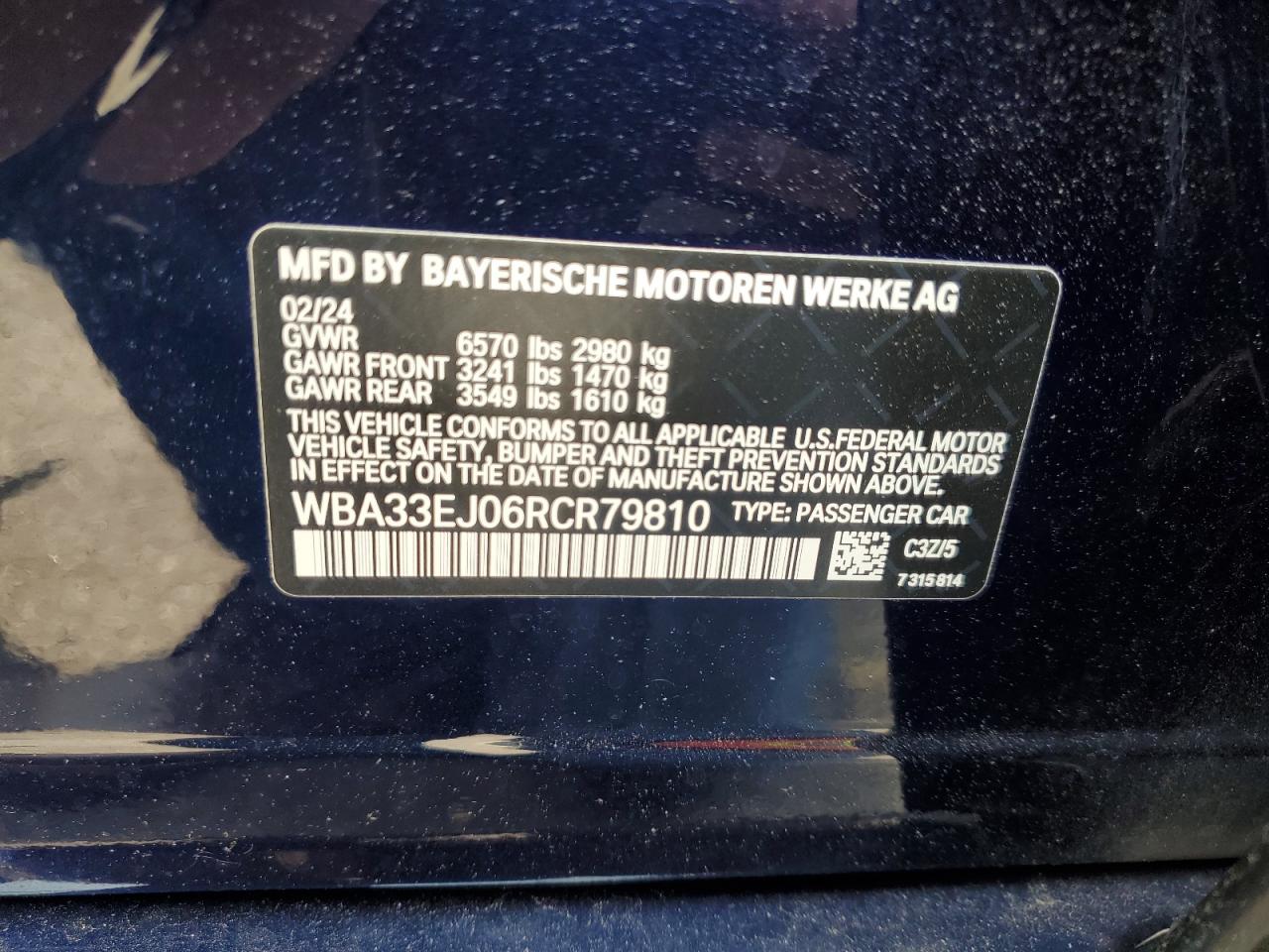 2024 Bmw 760 Xi Blue vin: WBA33EJ06RCR79810