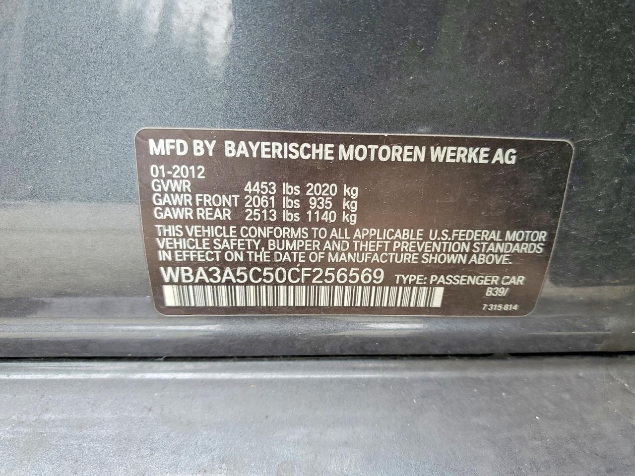 2012 Bmw 328 I Gray vin: WBA3A5C50CF256569