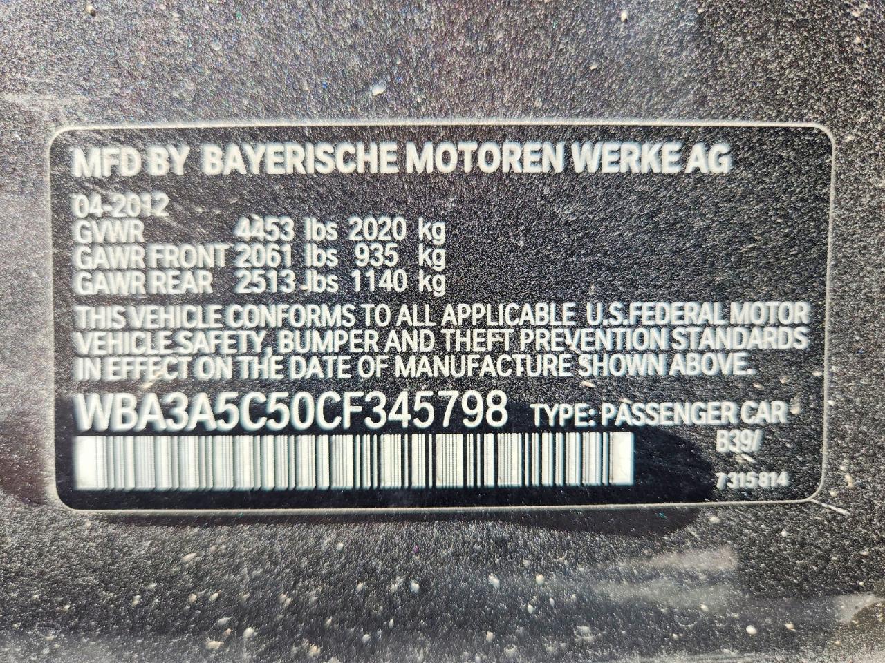 2012 Bmw 328 I Gray vin: WBA3A5C50CF345798