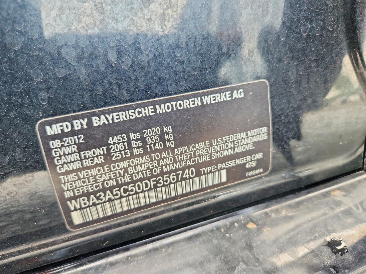 2013 Bmw 328 I Black vin: WBA3A5C50DF356740
