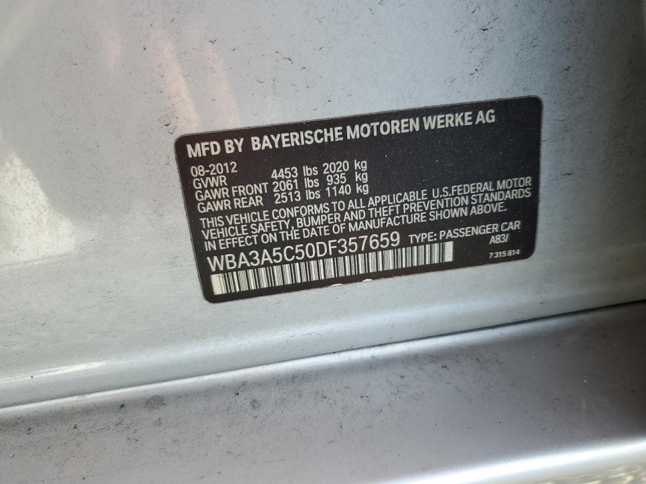 2013 Bmw 328 I Silver vin: WBA3A5C50DF357659