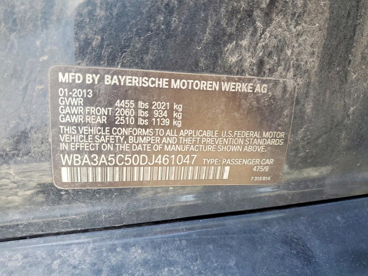2013 Bmw 328 I Black vin: WBA3A5C50DJ461047
