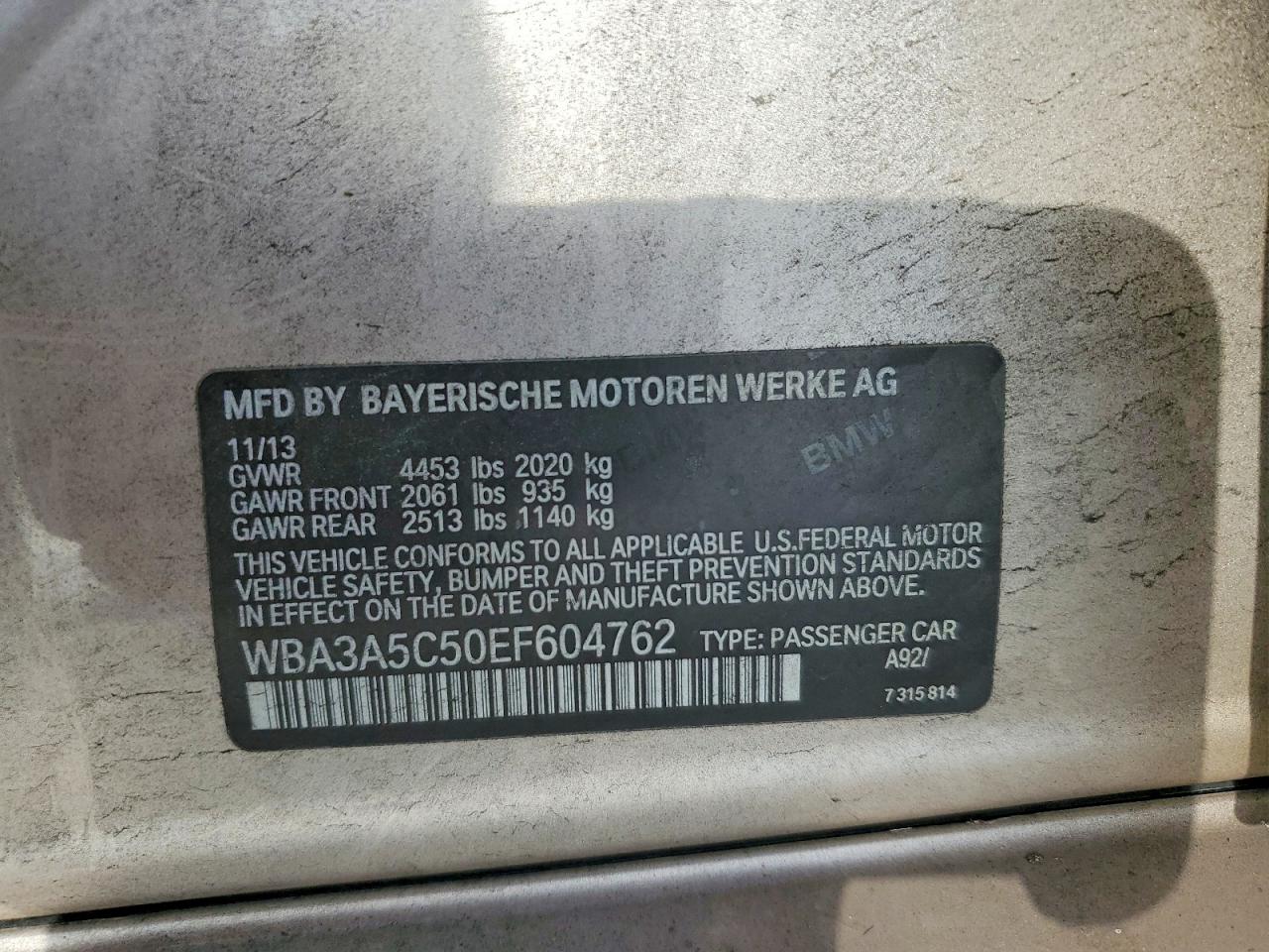 2014 Bmw 328 I Tan vin: WBA3A5C50EF604762