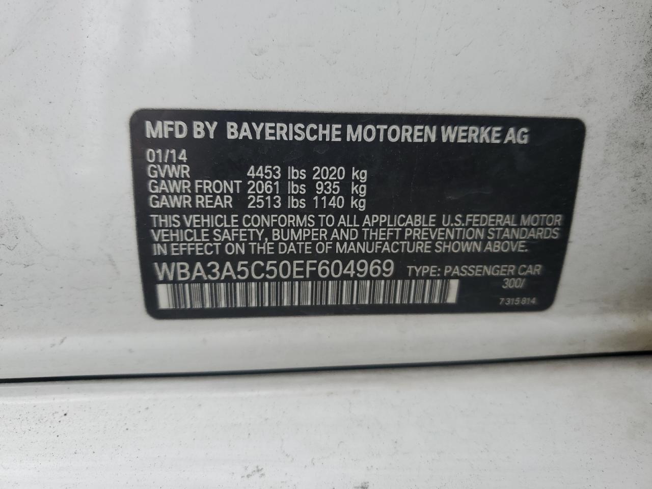 2014 Bmw 328 I White vin: WBA3A5C50EF604969