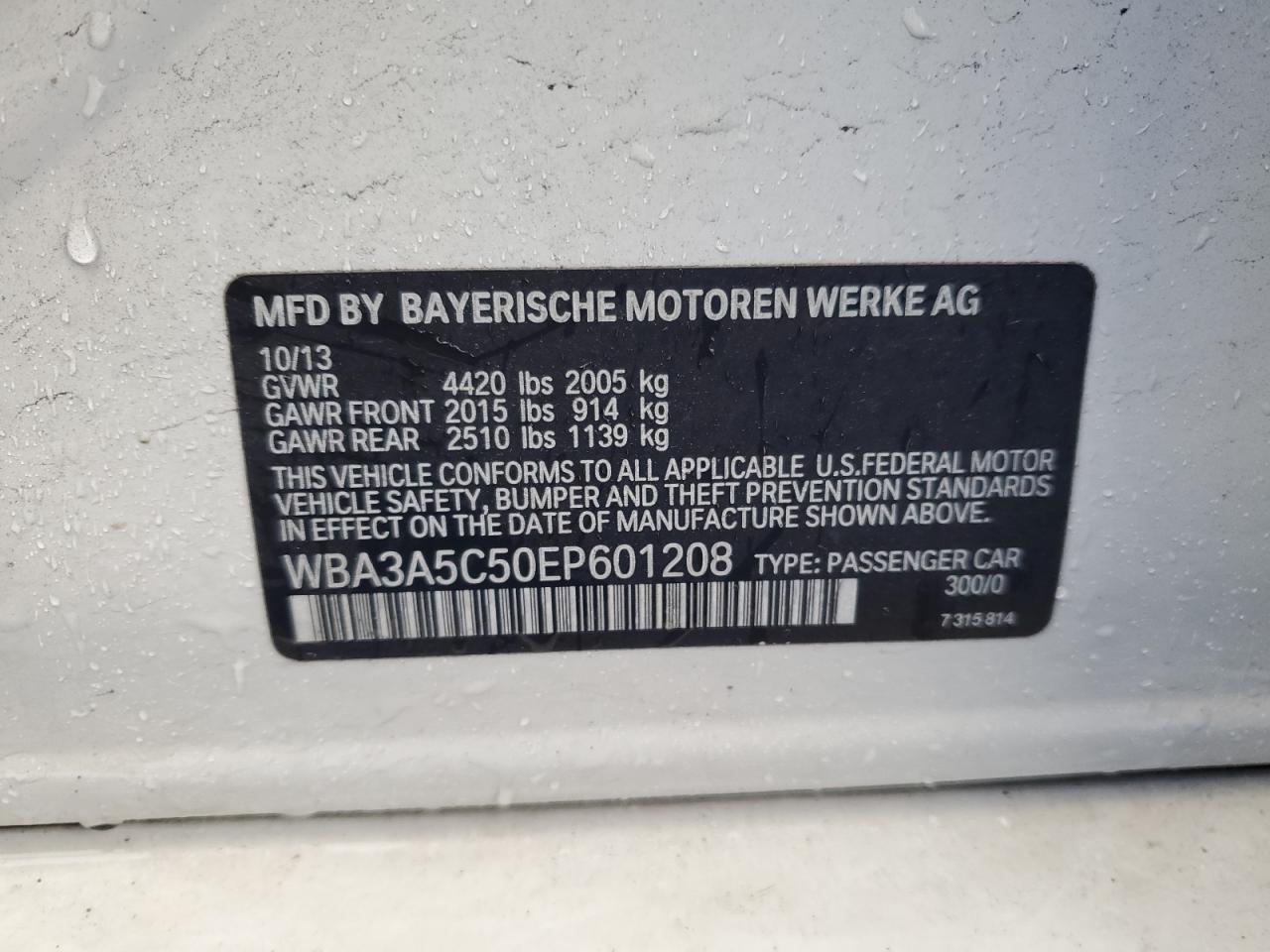 2014 Bmw 328 I White vin: WBA3A5C50EP601208