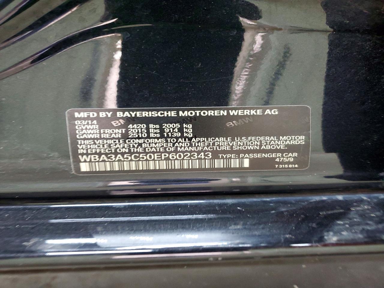 2014 Bmw 328 I Черный vin: WBA3A5C50EP602343