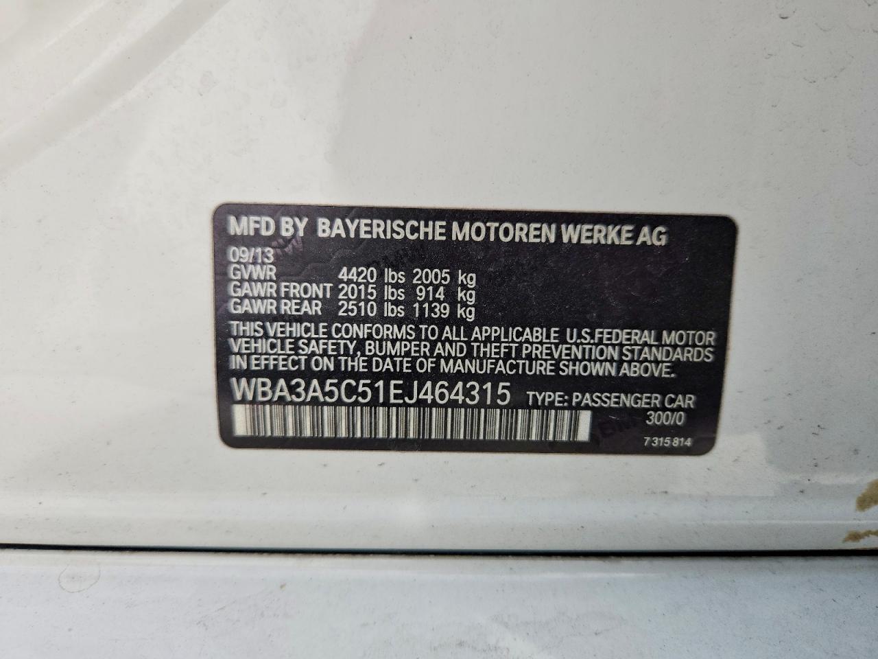 2014 Bmw 328 I White vin: WBA3A5C51EJ464315