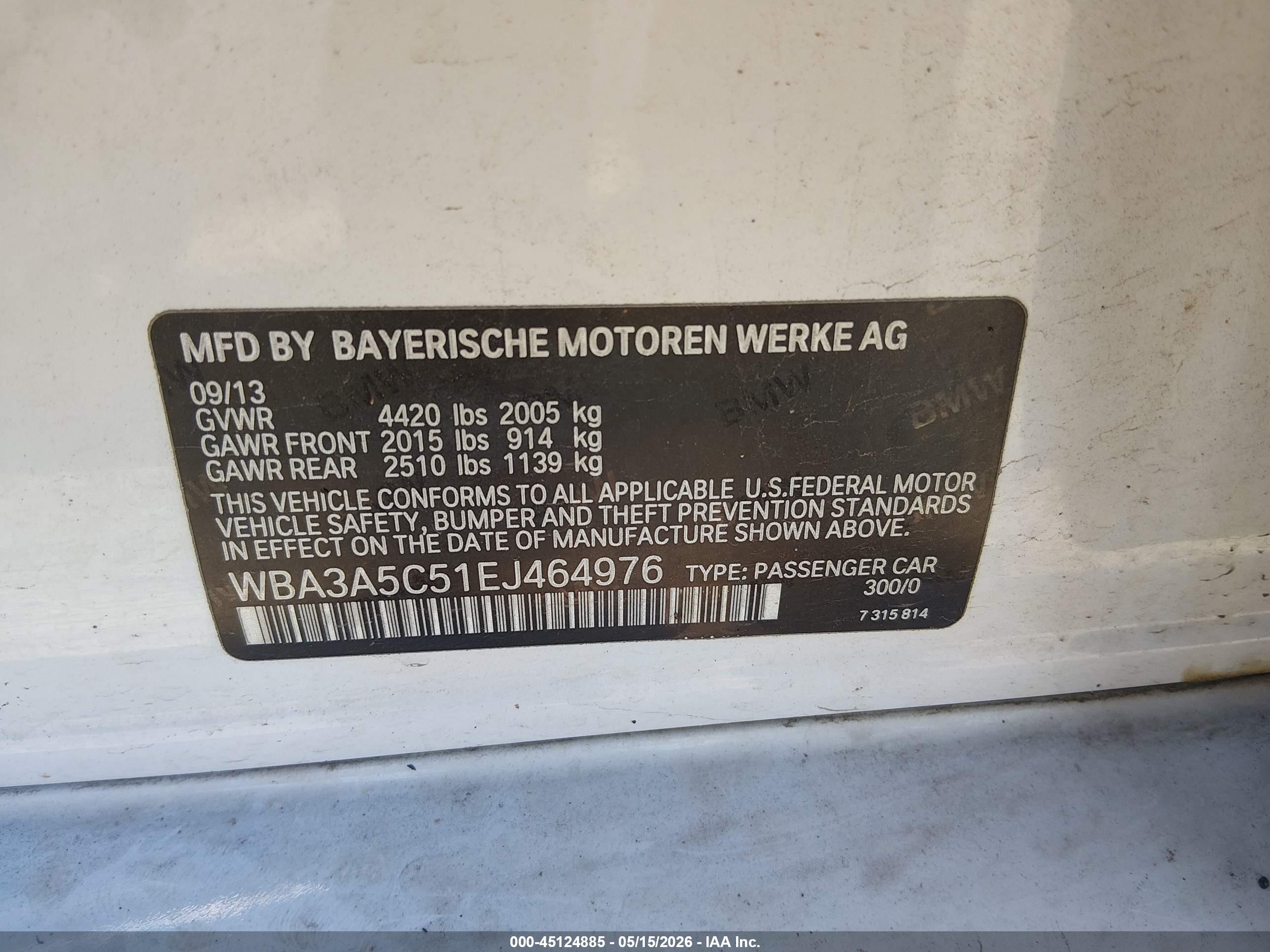 2014 Bmw 328i   White vin: WBA3A5C51EJ464976