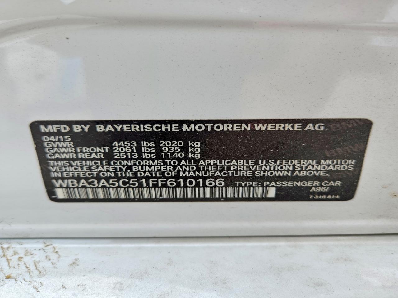 2015 Bmw 328 I White vin: WBA3A5C51FF610166