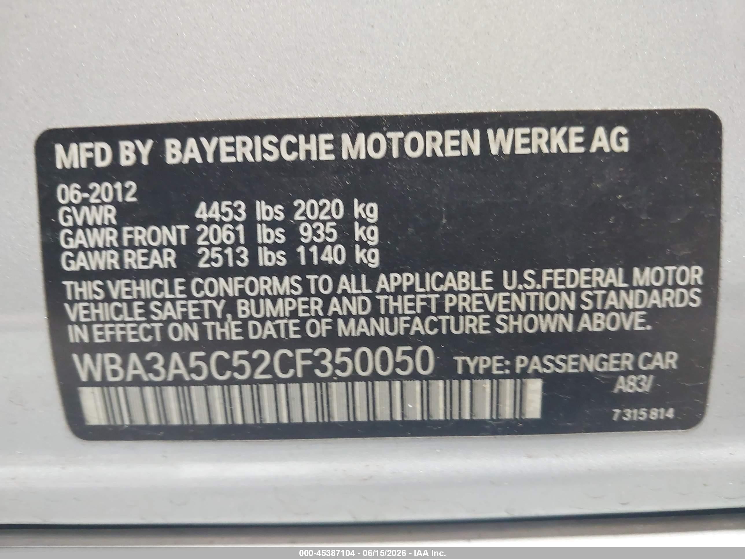 2012 Bmw 328i Gray vin: WBA3A5C52CF350050