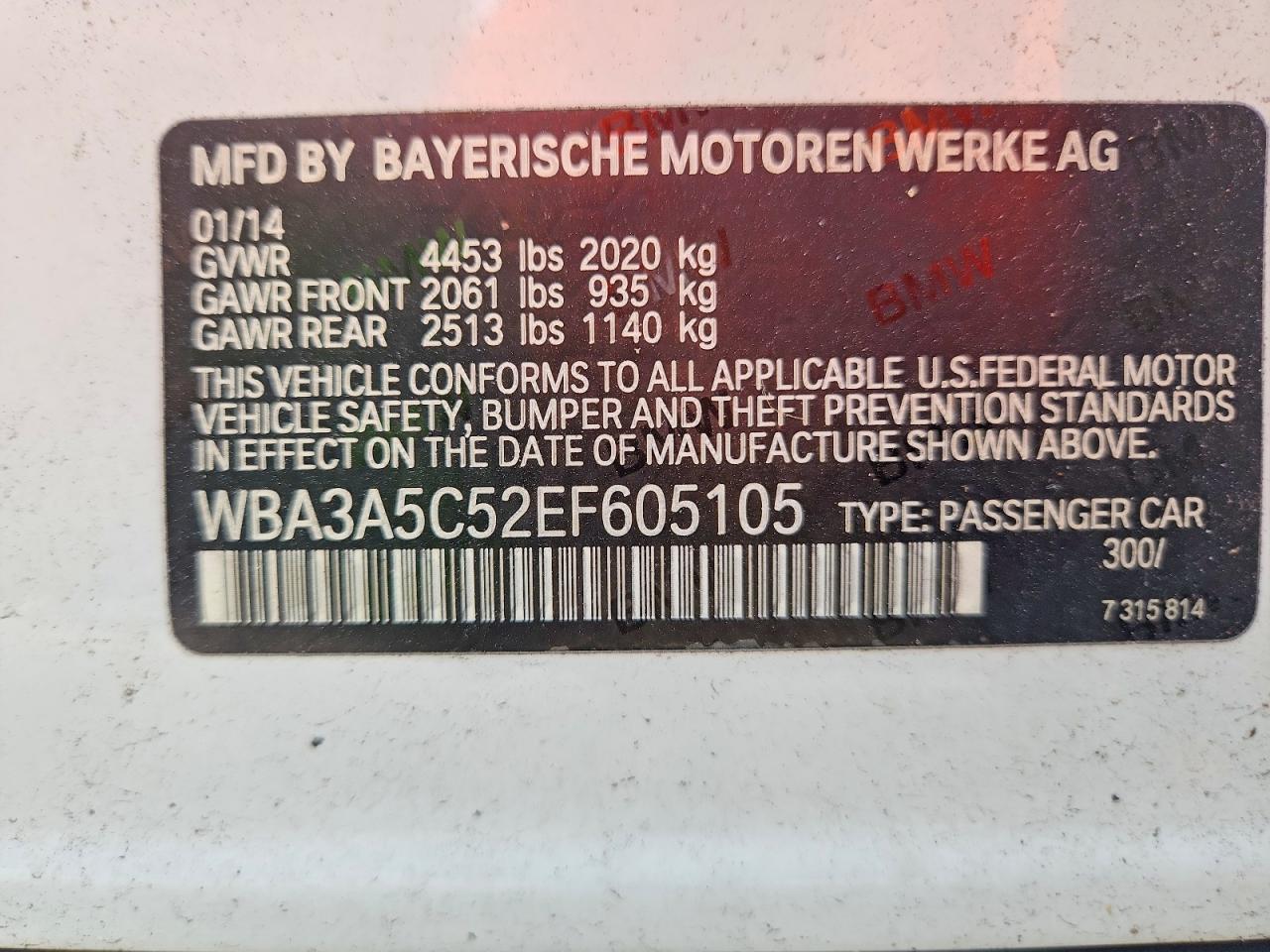 2014 Bmw 328 I White vin: WBA3A5C52EF605105