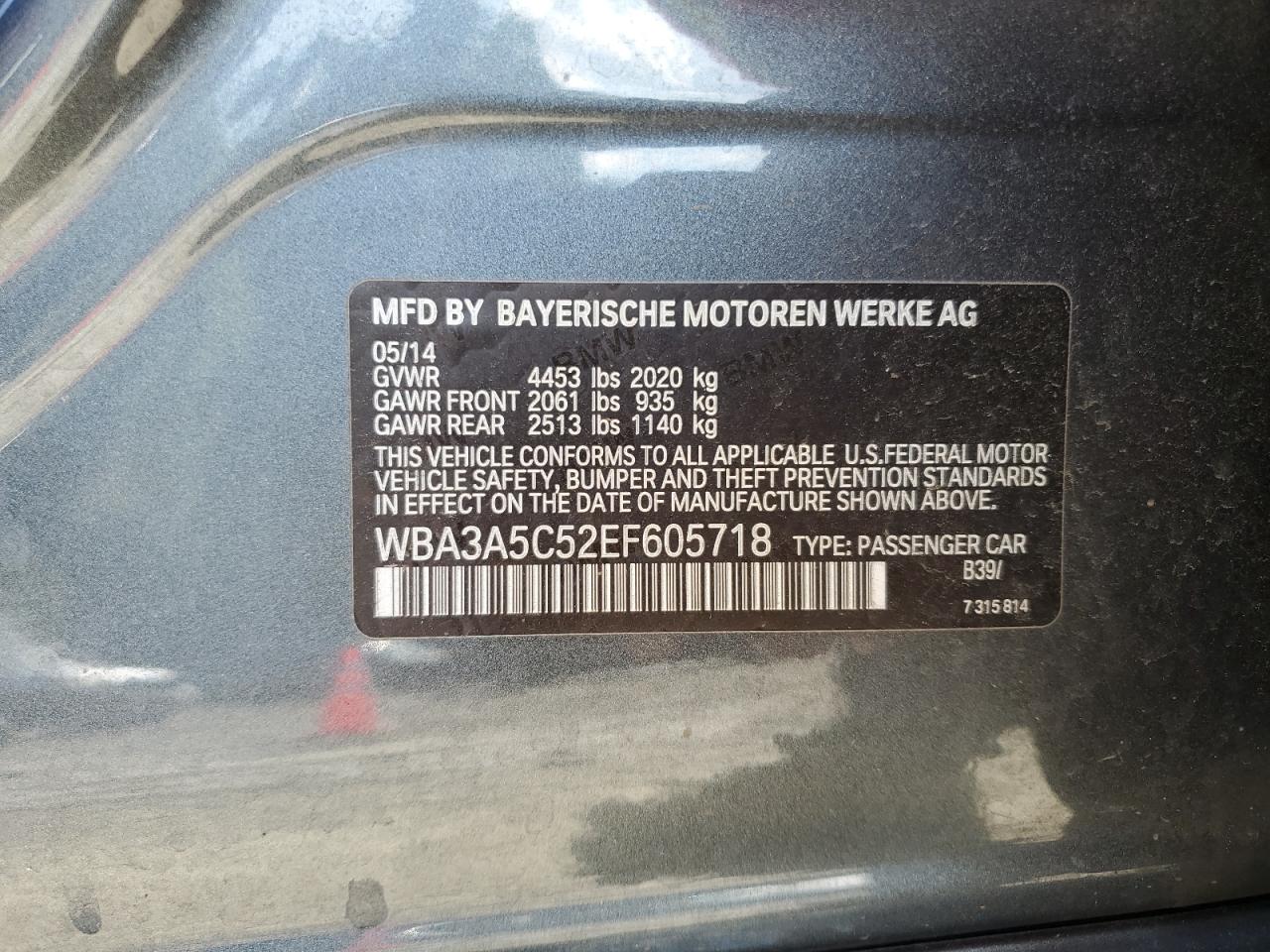 2014 Bmw 328 I Charcoal vin: WBA3A5C52EF605718