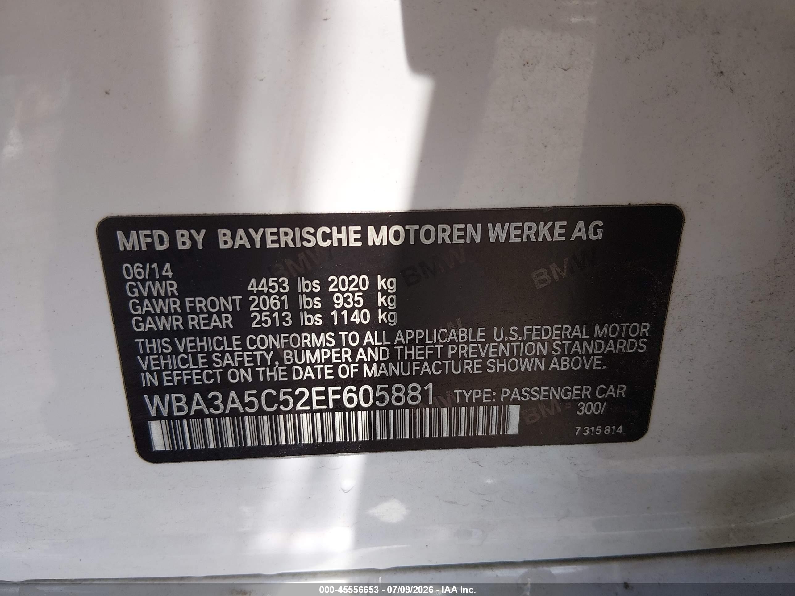 2014 Bmw 328i   White vin: WBA3A5C52EF605881