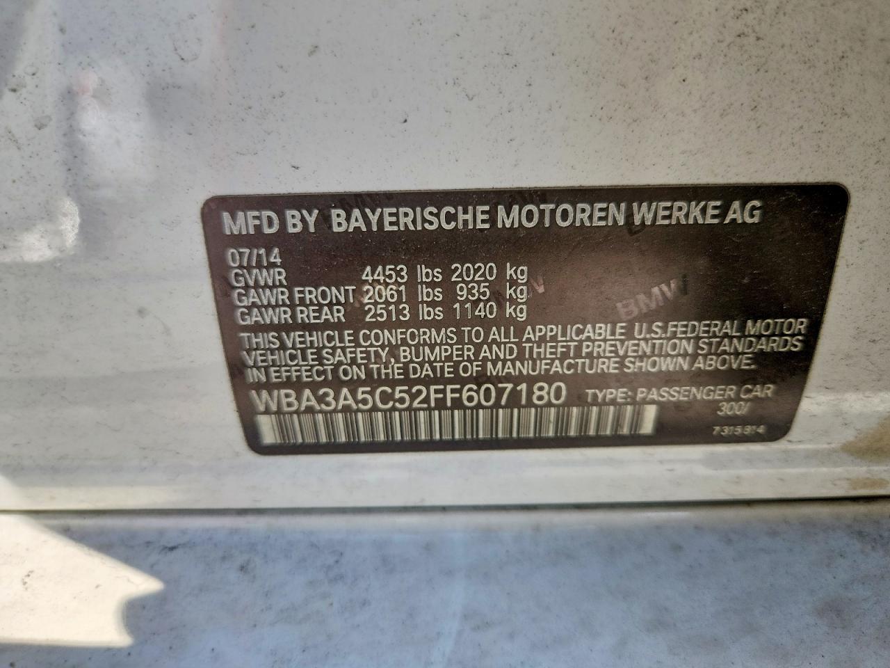 2015 Bmw 328 I White vin: WBA3A5C52FF607180