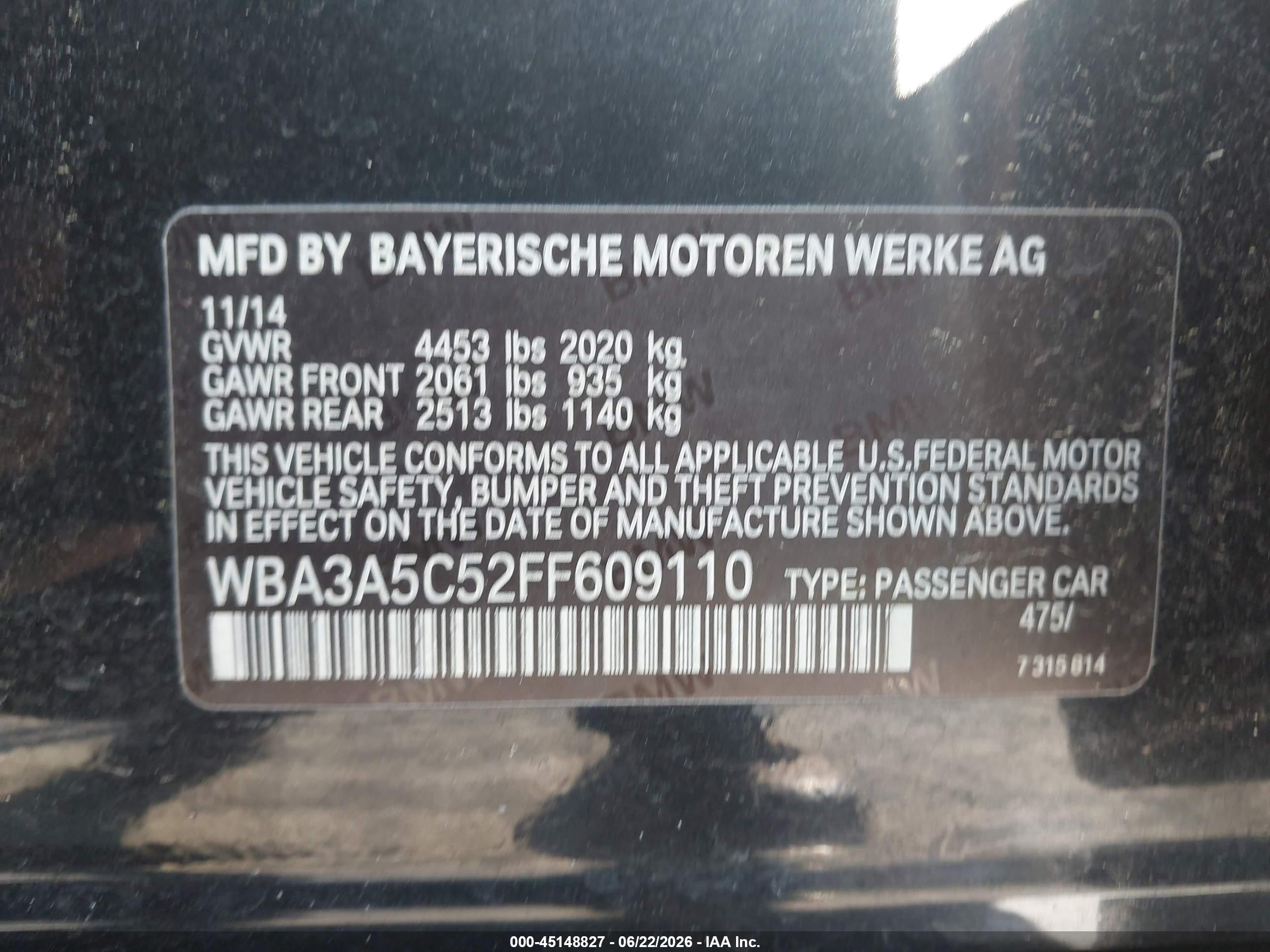 2015 Bmw 328i   Black vin: WBA3A5C52FF609110
