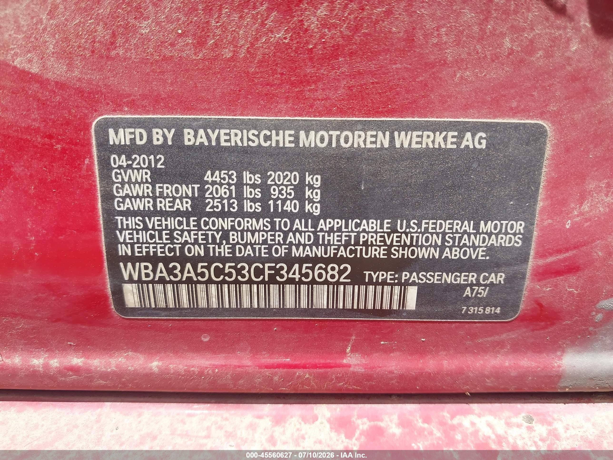 2012 Bmw 328i   Красный vin: WBA3A5C53CF345682