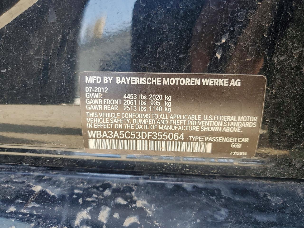 2013 Bmw 328 I Black vin: WBA3A5C53DF355064