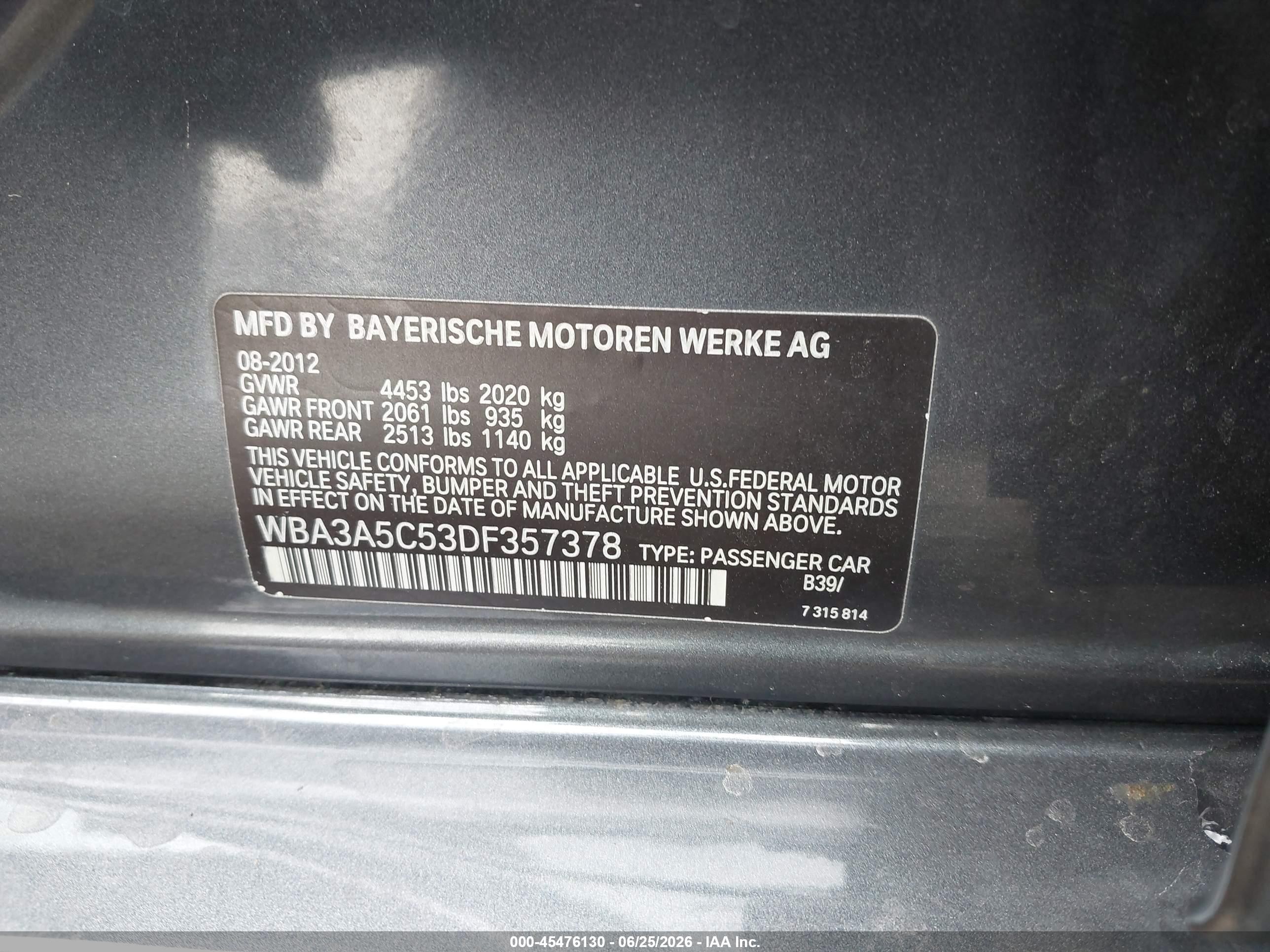 2013 Bmw 328i   Gray vin: WBA3A5C53DF357378