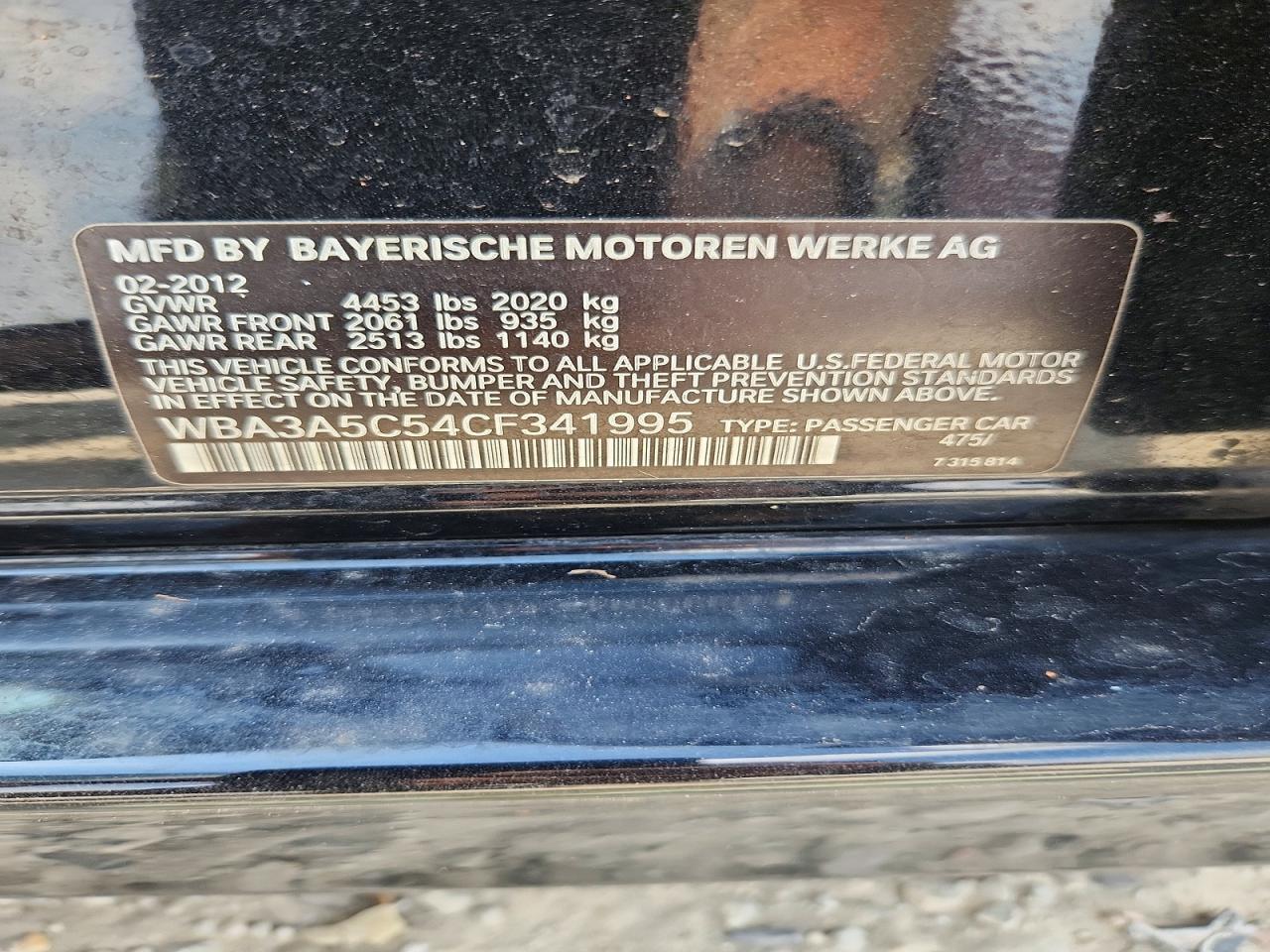 2012 Bmw 328 I Black vin: WBA3A5C54CF341995