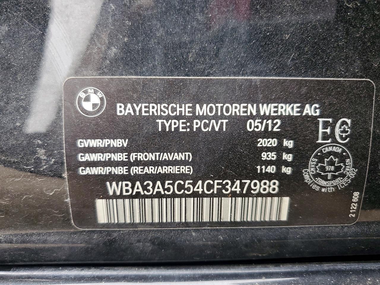 2012 Bmw 328 I Black vin: WBA3A5C54CF347988