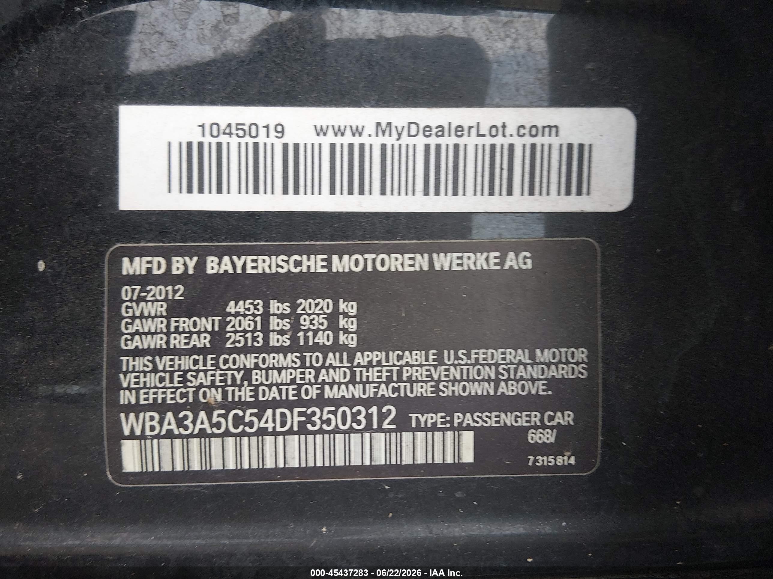 2013 Bmw 328i   Black vin: WBA3A5C54DF350312